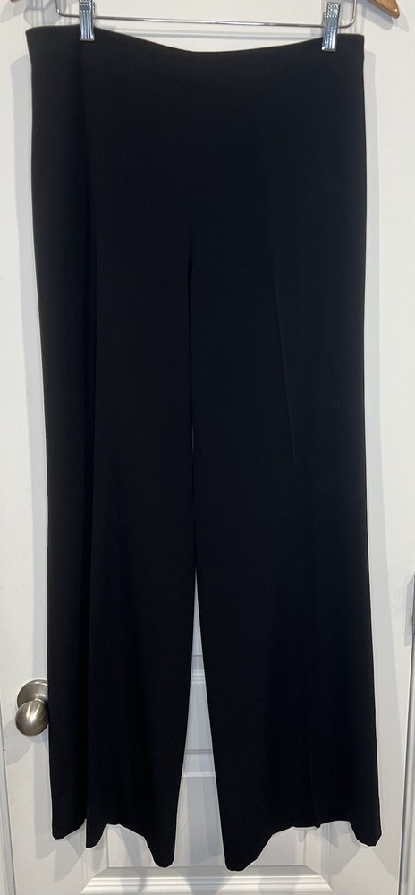 Diane Von Furstenberg Dress Pants Size 12 Black Pleated Wide Leg Side Zip