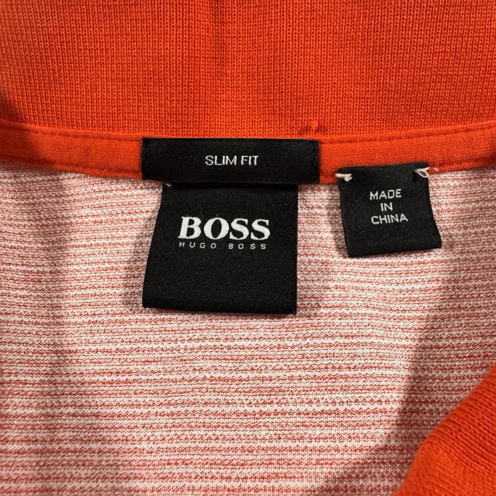 Hugo Boss Shirt Mens 2XLARGE Orange Short Sleeve Polo slim fit collared Size 2XL