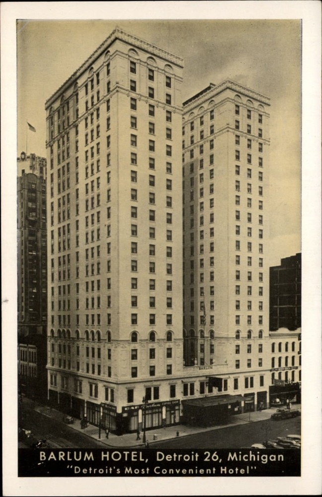 Michigan Detroit Barlum Hotel room radio ~ vintage postcard  ~ s9811