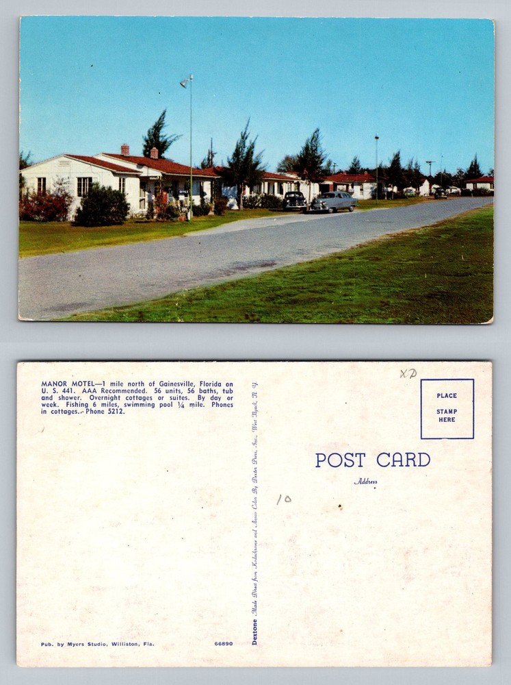 Gainesville, FL-Florida, Manor Motel Cottages Highway 441 Vintage Postcard