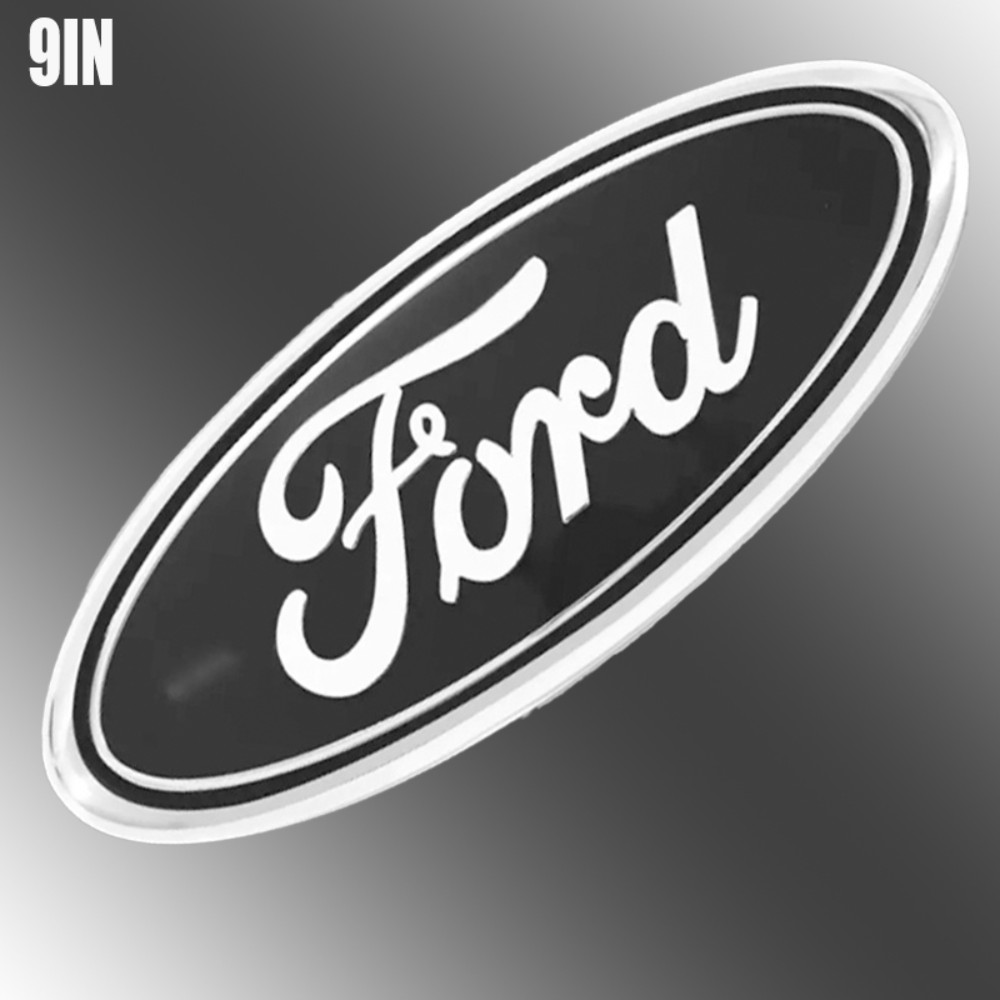 BLACK & CHROME 2004-2014 Ford F150 FRONT GRILLE/TAILGATE 9inch Oval Emblem Badge