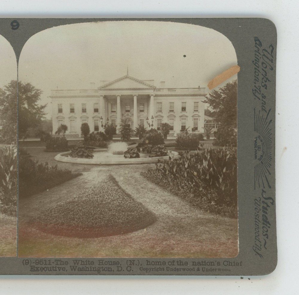 White House & Fountain Washington DC Underwood Stereoview