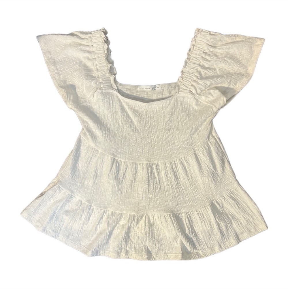ALTAR'D STATE White Ruffle Babydoll Blouse