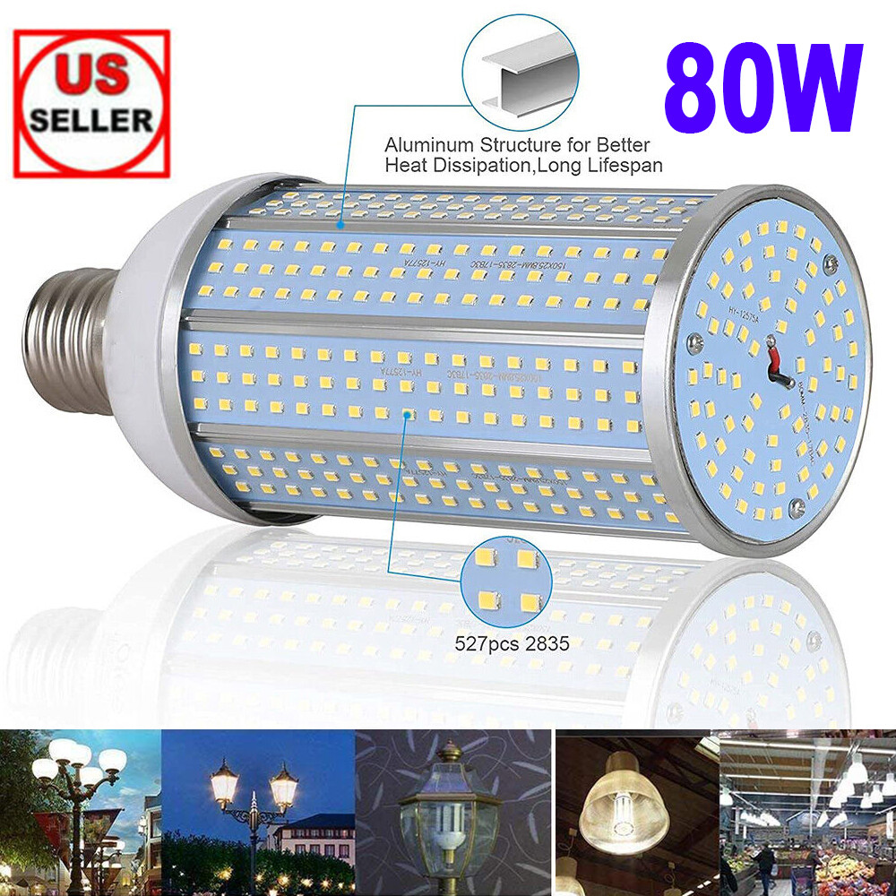 900W Equivalent LED Corn Light Bulb 9600 Lumen 5000K Daylight White 80W E26/E27