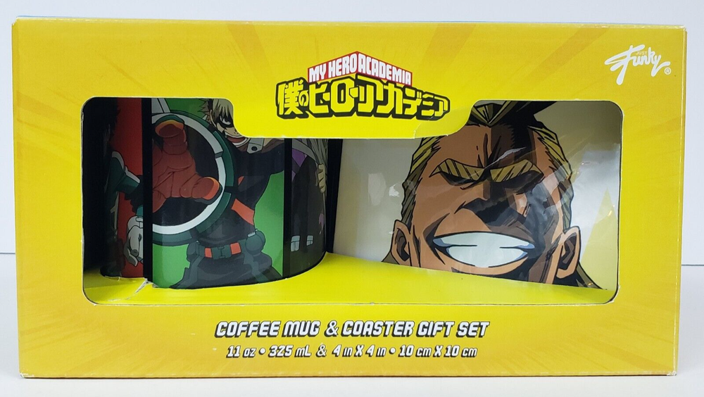 My Hero Academia Coffee Mug and 4 Coaster Set 11oz Just Funky NEW IN BOX! Magna