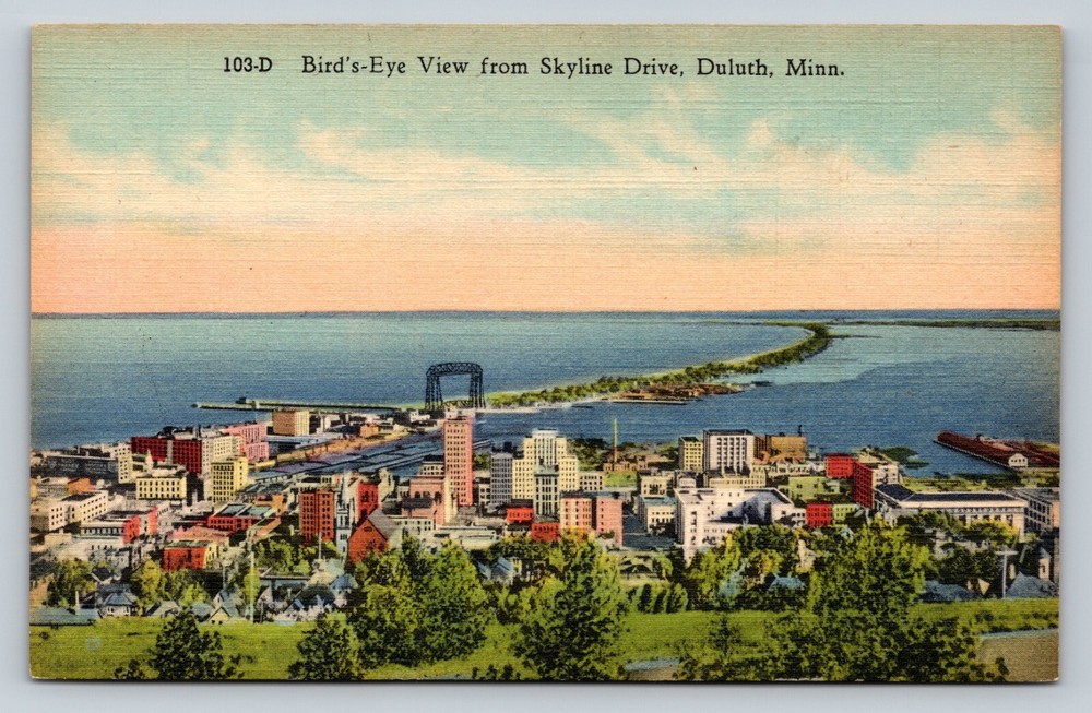 Duluth Minnesota Bird's-Eye View From Skyline Drive VINTAGE Postcard