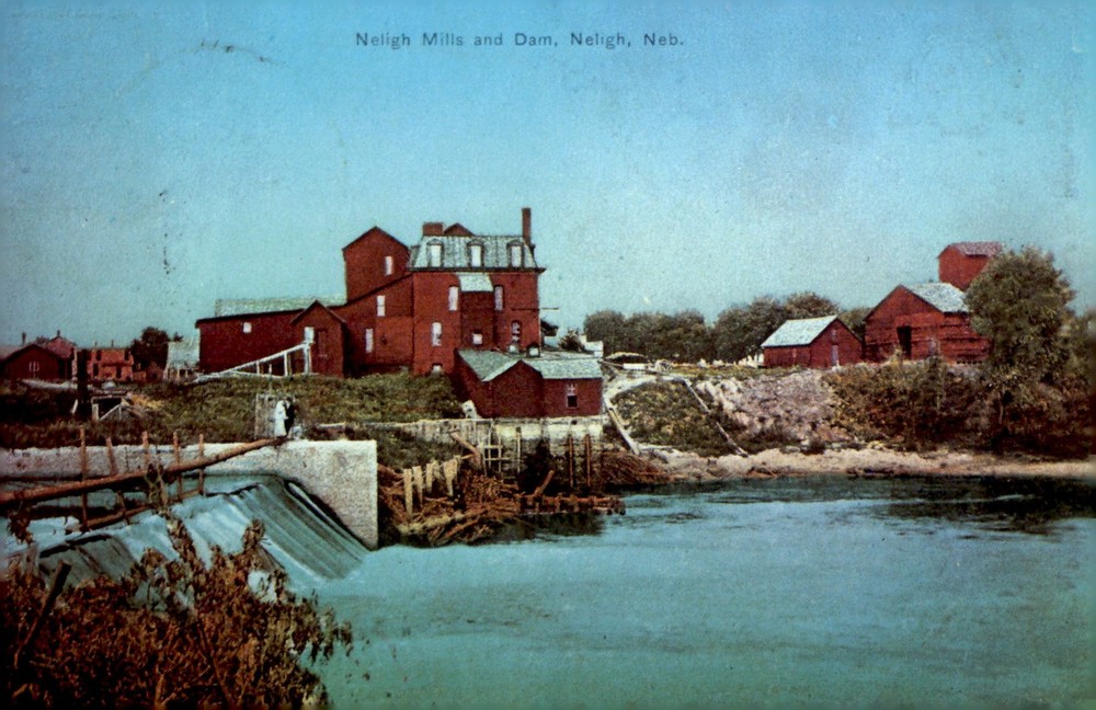 Neligh Mills and Dam, ca. 1909, Neligh, Nebraska Postcard