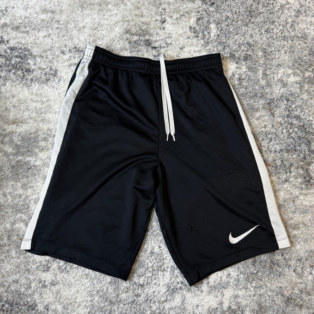 Nike Dri-FIT Mens Athletic Shorts Black White Mesh Stripe Small Basketball Gym