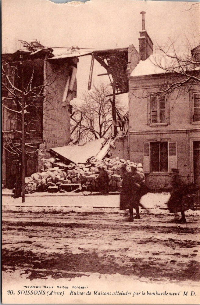 Soissons Aisne WWI Bombed Houses France 1918 Postcard Marcel Delboy War Damage