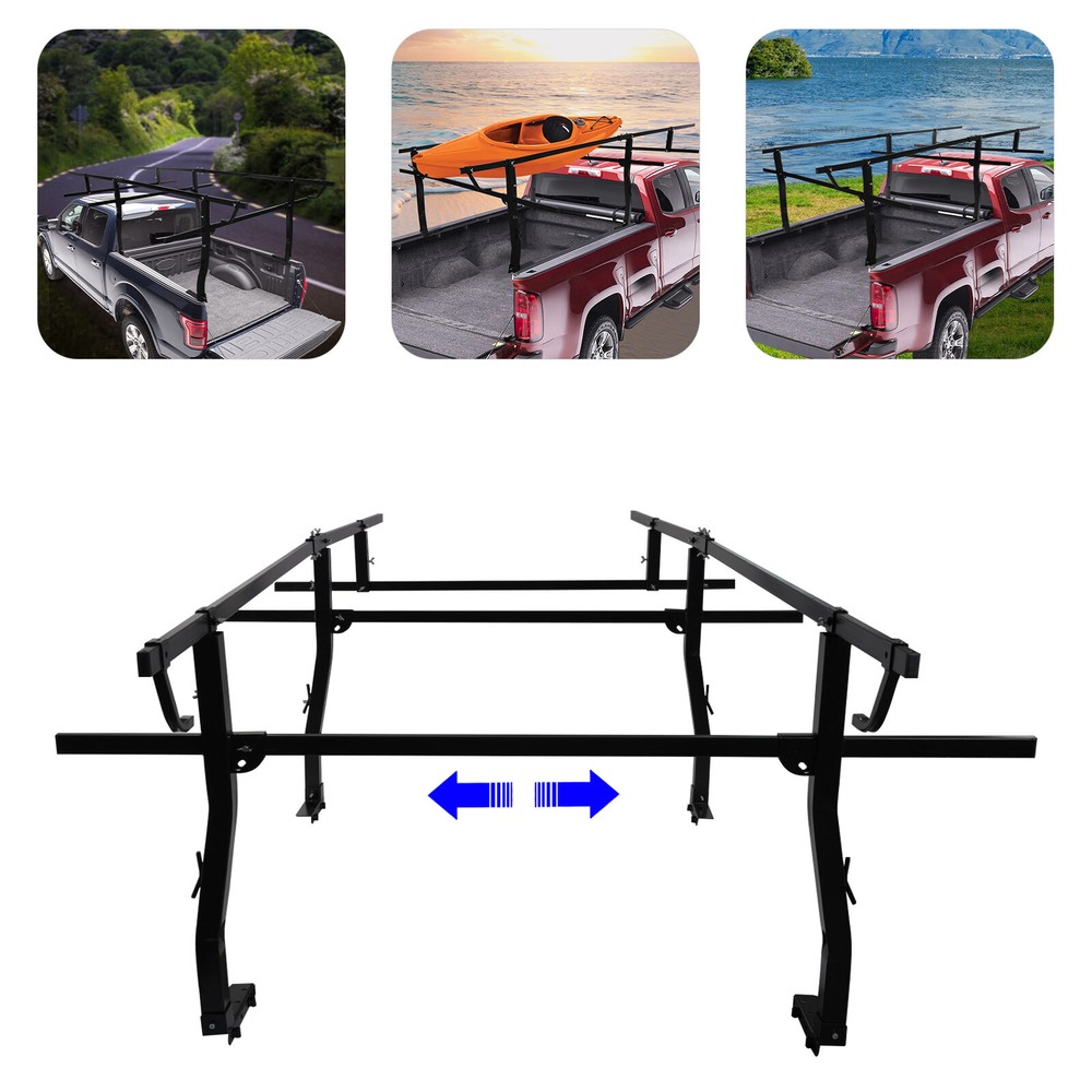 Premium Heavy-Duty Black Ladder Racks Adjustable for Pickup Truck Topper, 1000lb