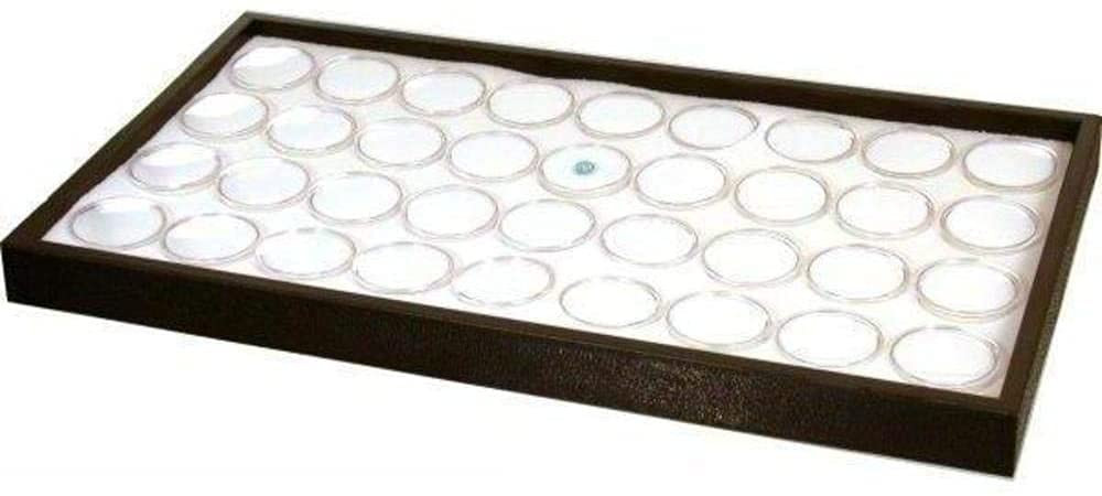 36 White Gem Jar Foam Jewelry Insert with Stackable Black Durable Plastic Tra...