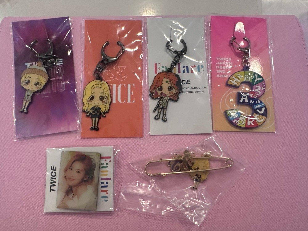 TWICE Sana Japan Keychains Pins Merch Set - Official 6pc As Pictured