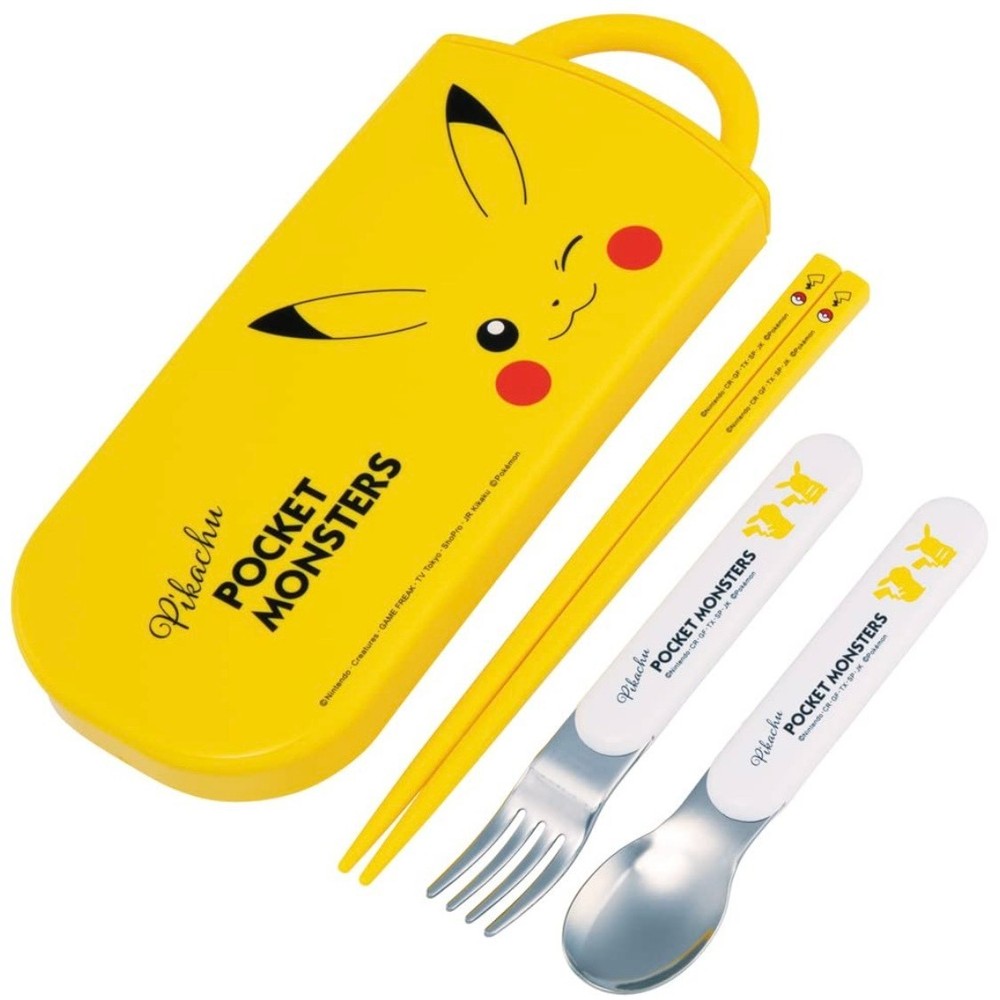 Skater Pokémon Pikachu Kids Cutlery Set – Spoon Fork Chopsticks – Made in Japan