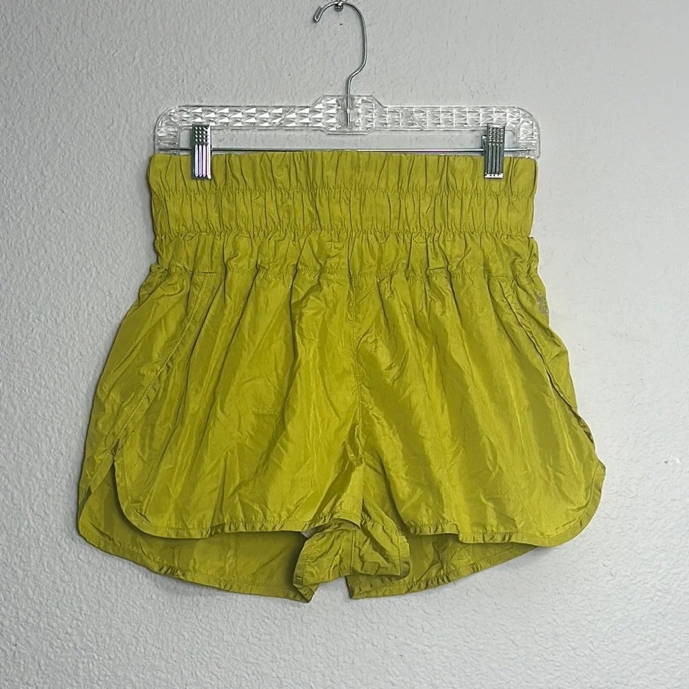 Free People FP Movement Women's Pull On Shorts Size Large Yellow Green Active