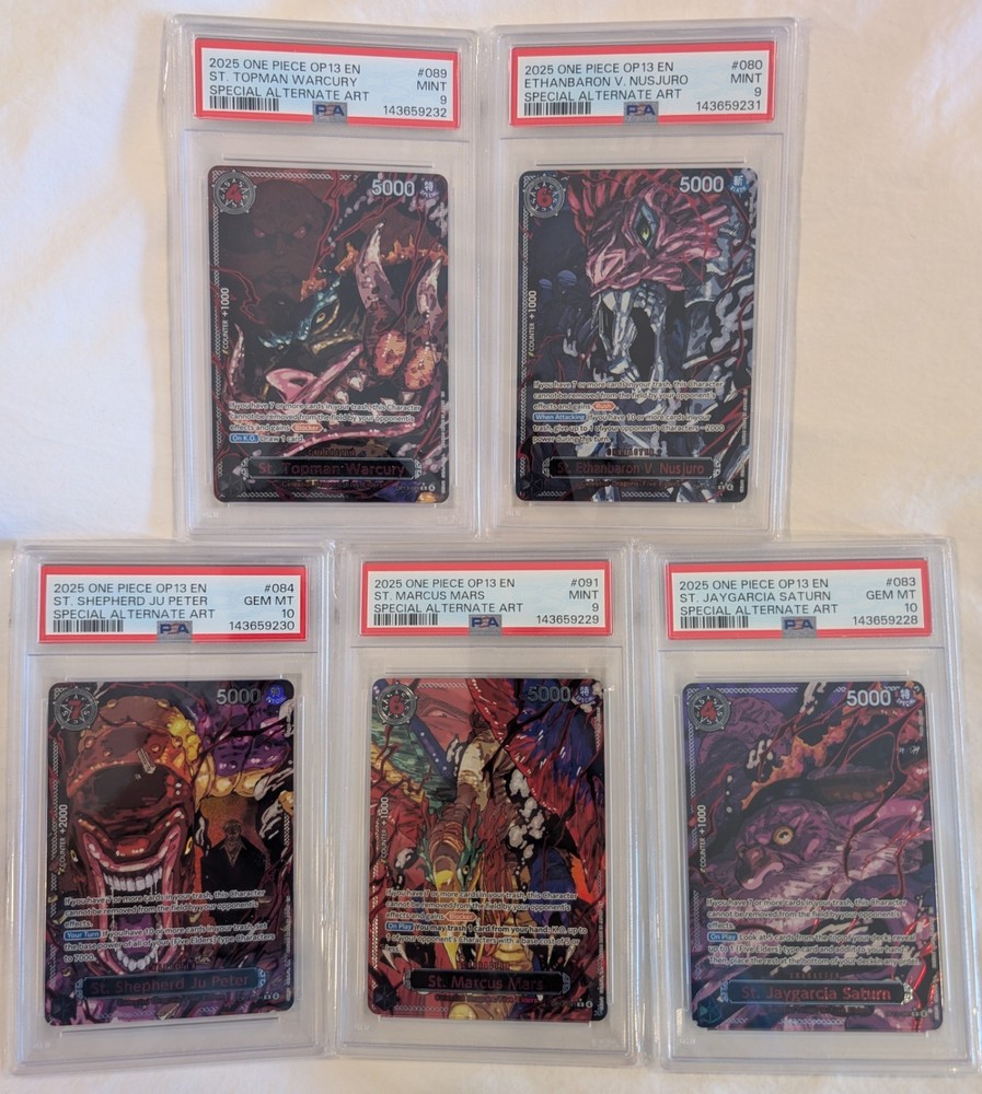 Lot (5) Five Elders Demon God Pack One Piece Sequential PSA 10 - 9 Set