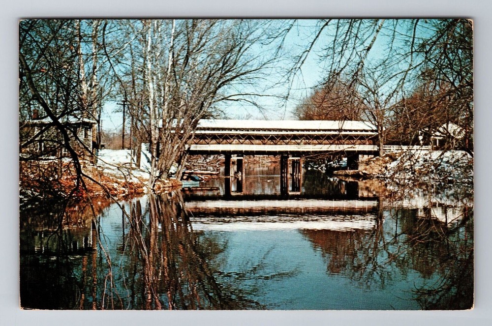 Perry OH- Ohio, Trumball County Covered Bridge, Antique, Vintage Postcard