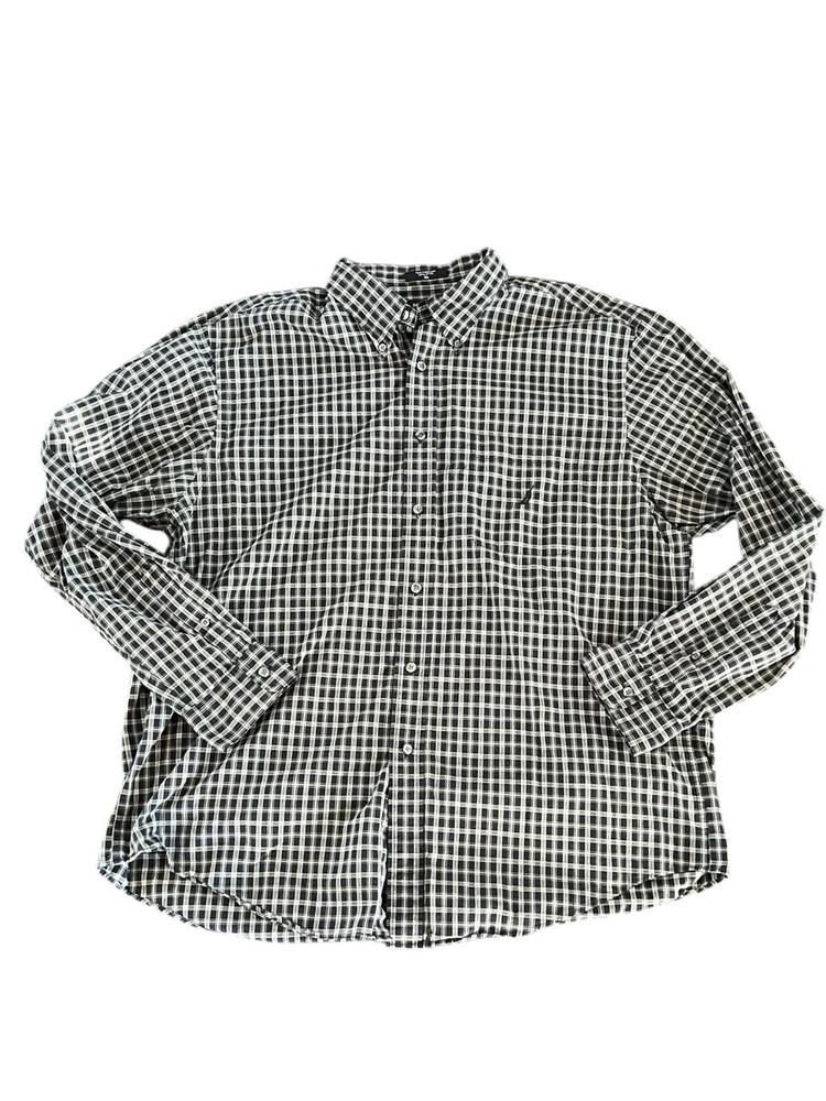 Nautica  Shirt Mens XL Black Plaid Button Up Long Sleeve Cotton
