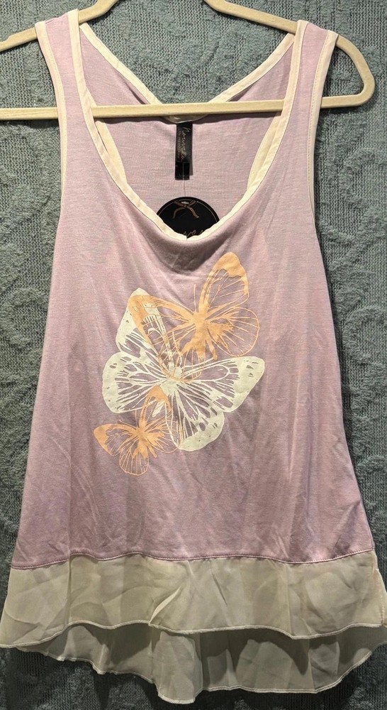 Women’s Sleep Tank Top Butterfly Size Small Pink Nouveau by Pajama Drama NWT