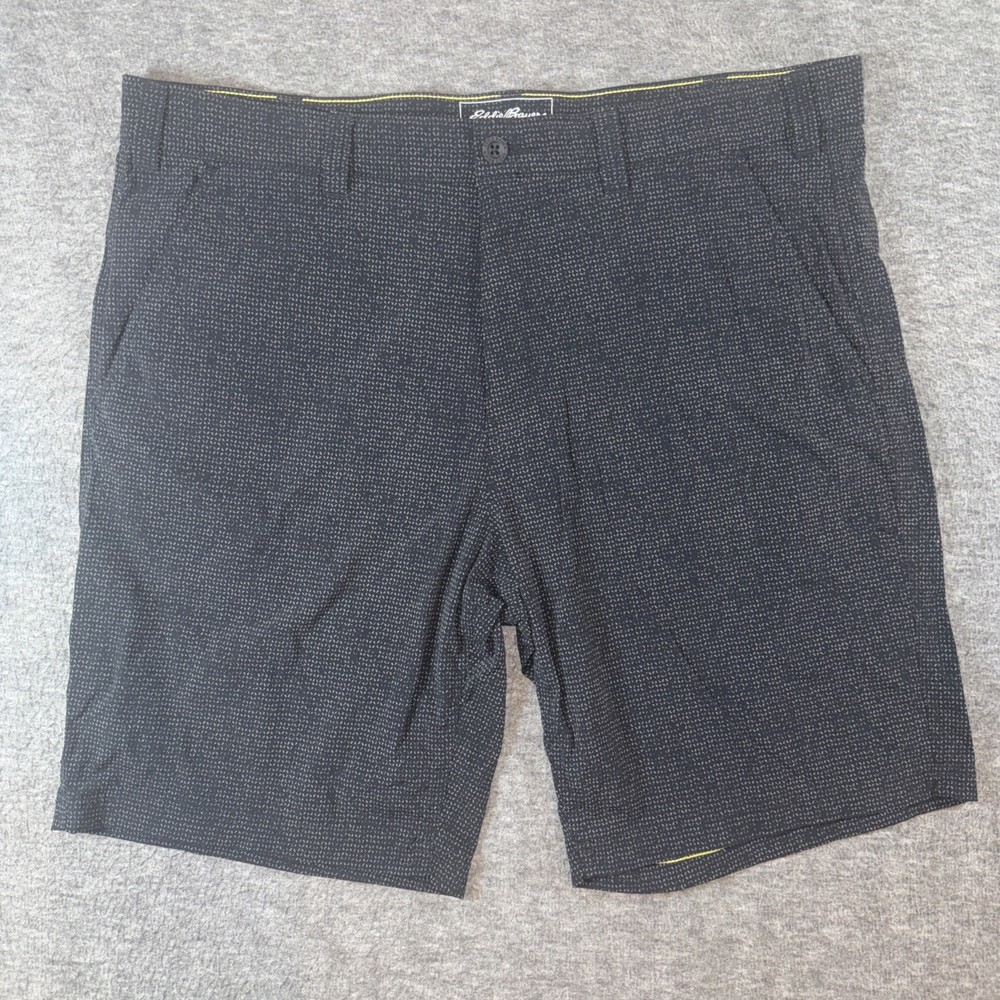 Eddie Bauer Men Travex Shorts Nylon Stretch Utility Hiking Geometric Black Sz 38