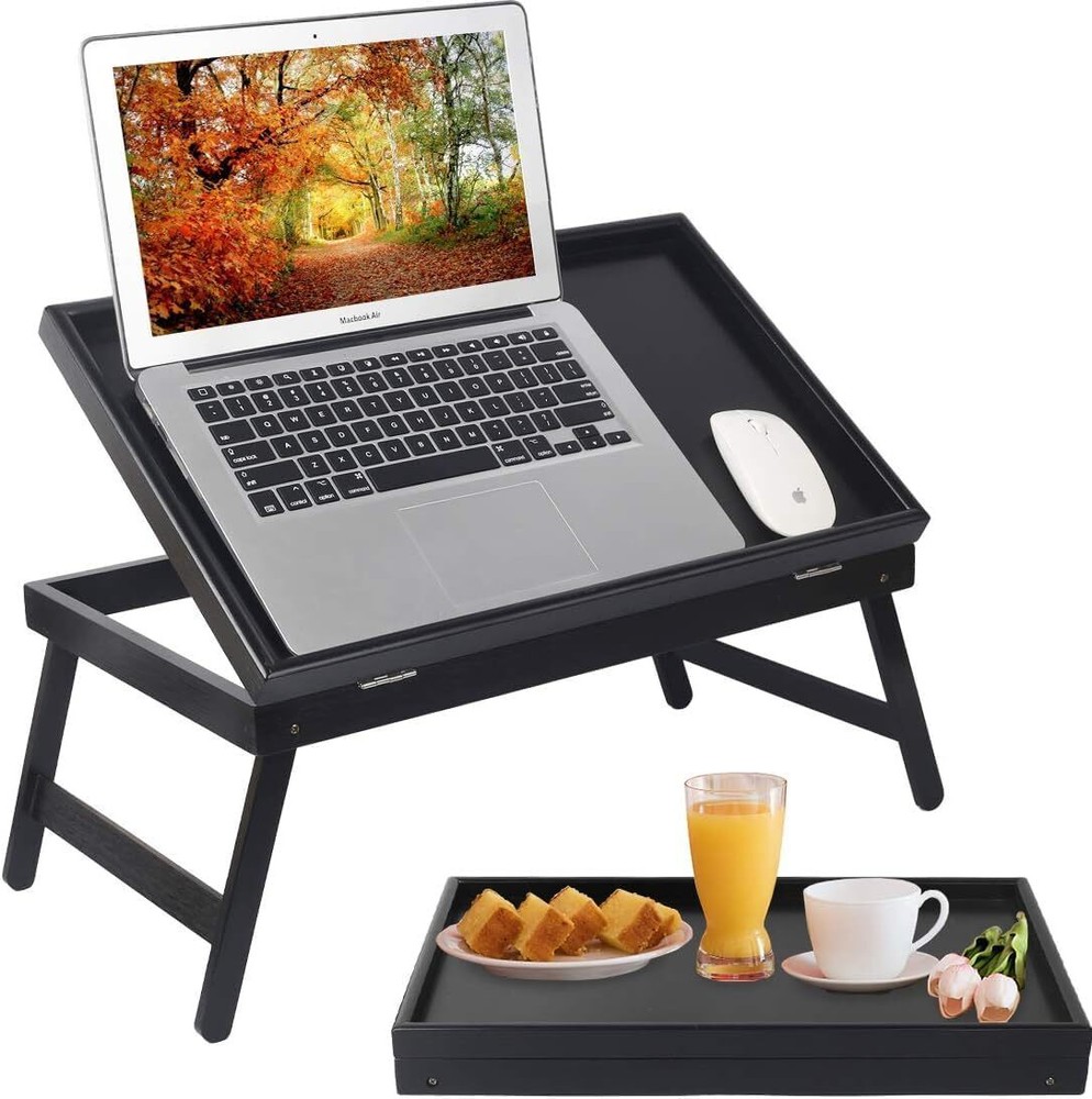 Artmeer Folding Bed Tray Table with Legs for Breakfast in Bed or Kitchen Serving