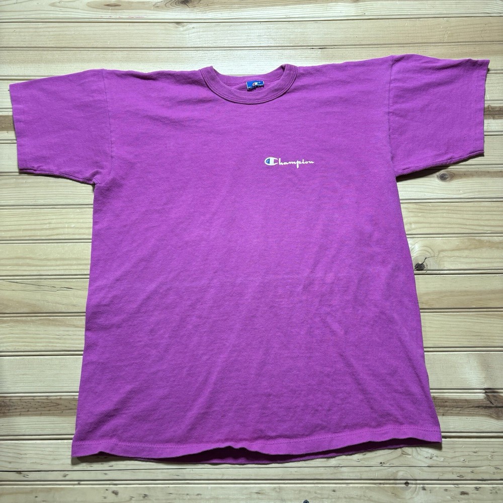 Vintage 90s Champion Blank Script Logo Essential   Shirt Pink  Size Large