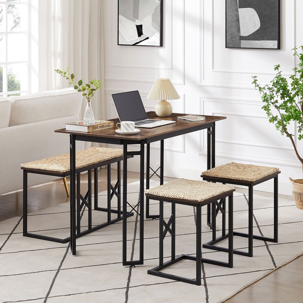 Javlergo 4-Piece Dining Table Set, Space Saving Kitchen Table with Bench and