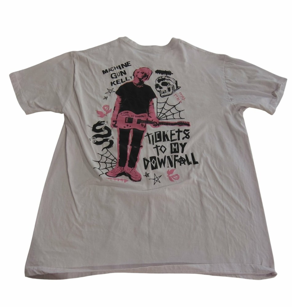 Machine Gun Kelly Tickets To My Downfall Shirt Mens Large White Graphic Band Tee