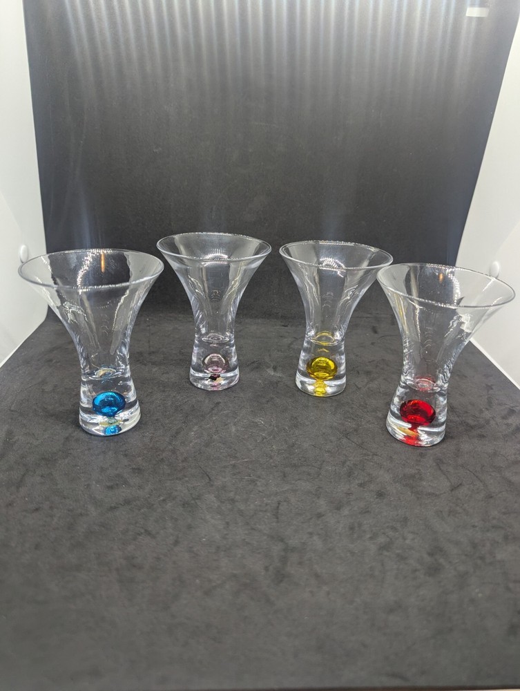 Set of 4 Stemless Martini Glasses Multicolor 4.25