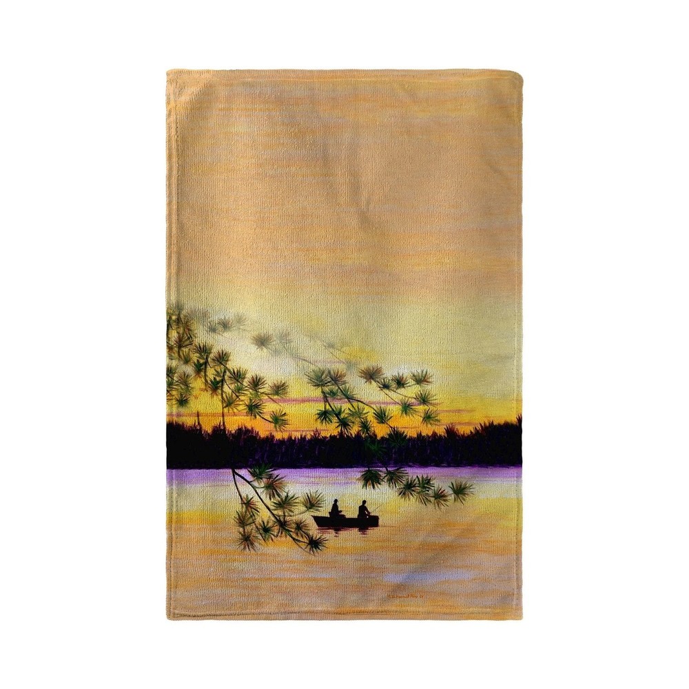 Sunset Fishing Kitchen Towel 16x25 Inches Absorbent Decorative Dish Cloth