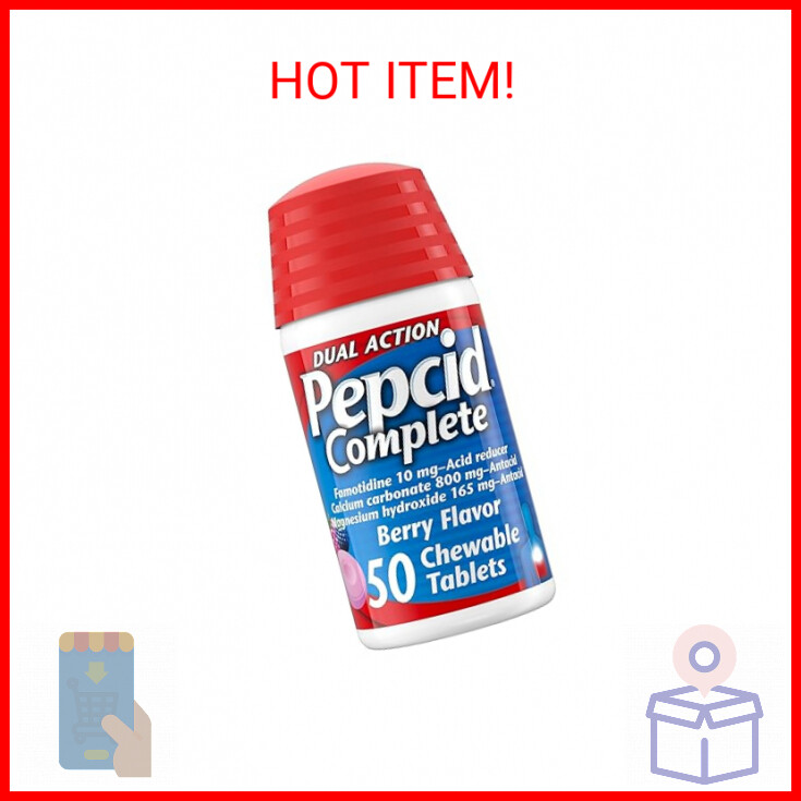 Pepcid Complete Acid Reducer + Antacid Chewable Tablets, Heartburn Relief, Berry-image