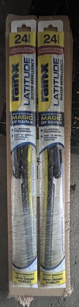A Pair Rain-X 810205 Latitude 2-IN-1 Water Repellency Windshield Wiper Blade 24