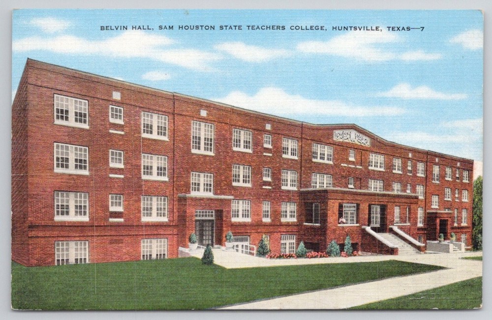 Belvin Hall Sam Houston State Teachers College Huntsville Texas Postcard 1930s
