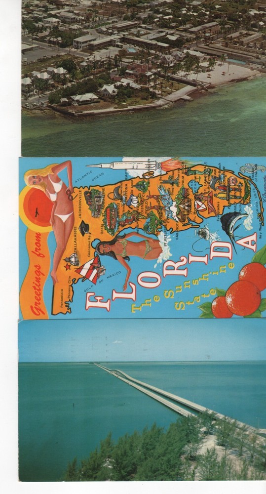 Vintage Florida Postcards Lot Key West St. Petersburg Map 1950s Dr