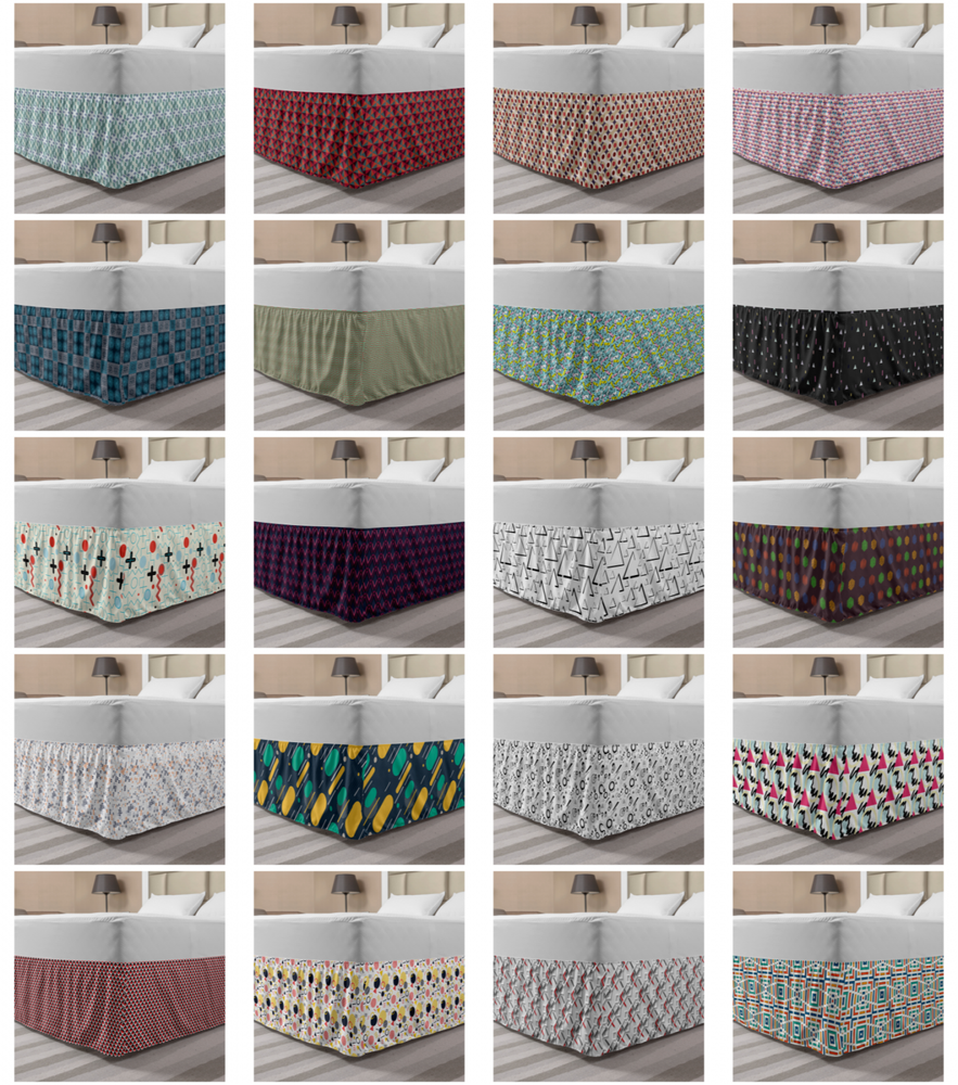 Ambesonne Chevron Pattern Bedskirt Elastic Wrap Around Skirt Gathered Design