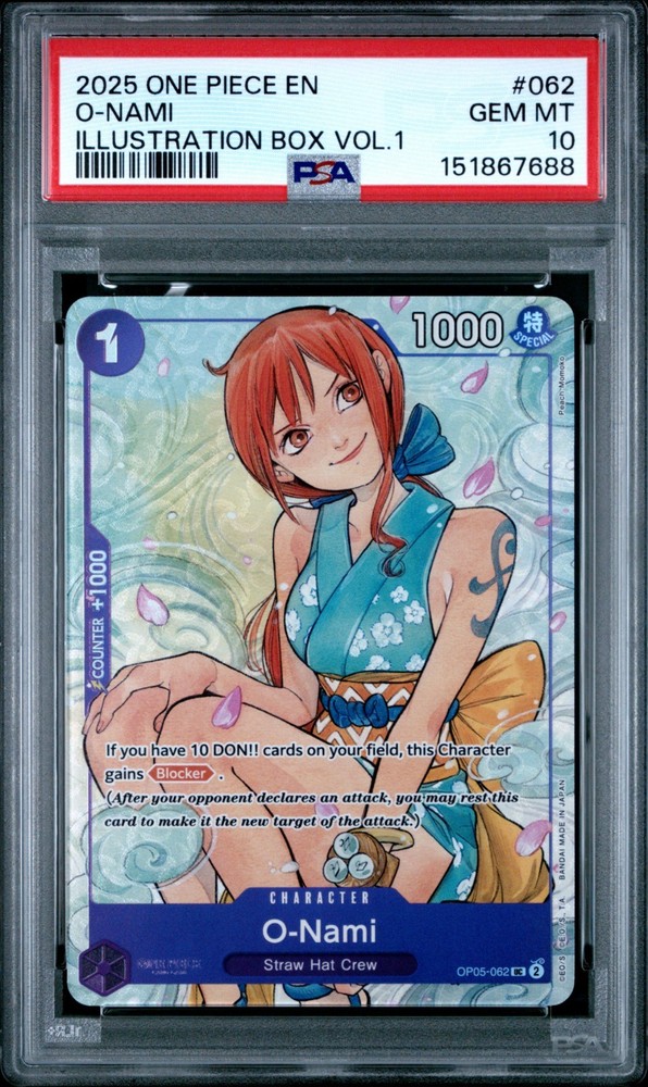 One Piece O-Nami 2025 Promos #062 Illustration Box Vol.1 Psa 10RCH IS ACCEPTING CONSIGNMENTS! UP TO 95% PAYOUTS!