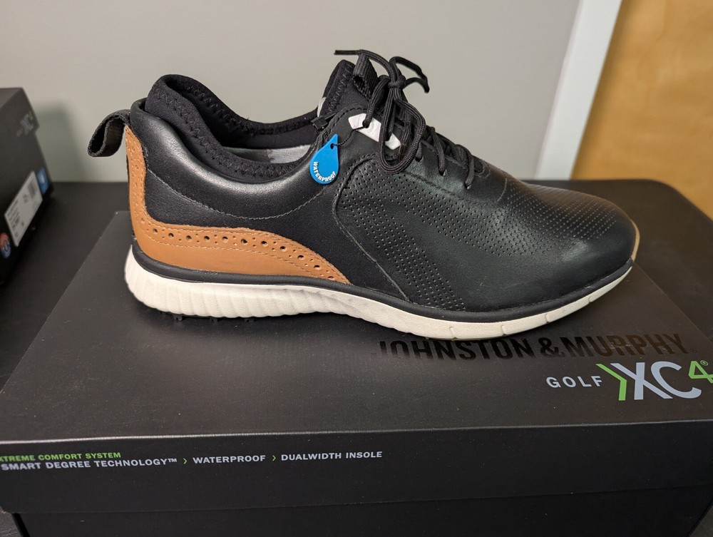 NEW IN BOX MEN'S JOHNSTON & MURPHY H1 LUXE HYBRID SHOES, COLOR:BLACK, SIZE: 10