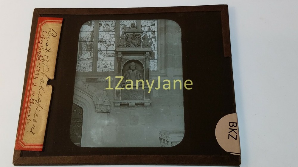 Glass Magic Lantern Slide BKZ BUST OF WILLIAM SHAKESPEARE
