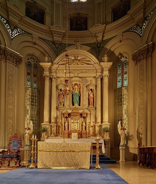 Detroit Michigan Old St Marys Church Altar Area 1880s Interior Stained Glass