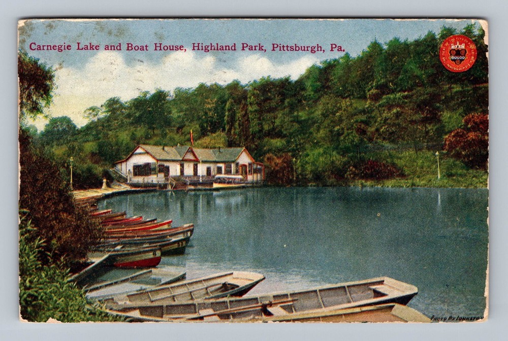 Pittsburgh PA-Pennsylvania Carnegie Lake And Boat House Vintage c1910 Postcard