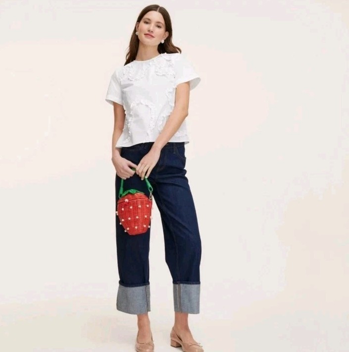 Kate Spade Ribbon Short Sleeve Blouse Size XL