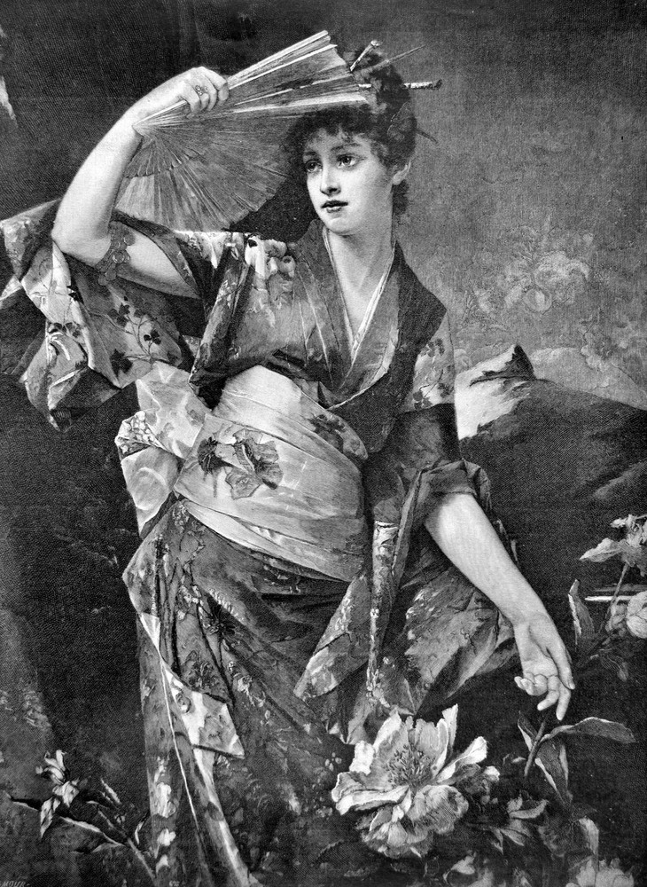 B & W Asian fashion Decorative painting Poster. Home Graphic Art Design 4001