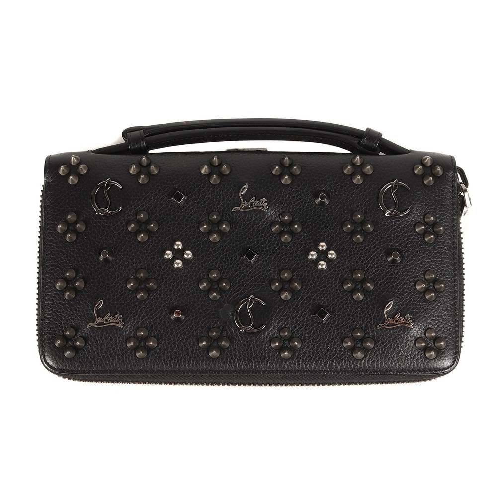 Pre-owned Christian Louboutin Panetone studded travel wallet case