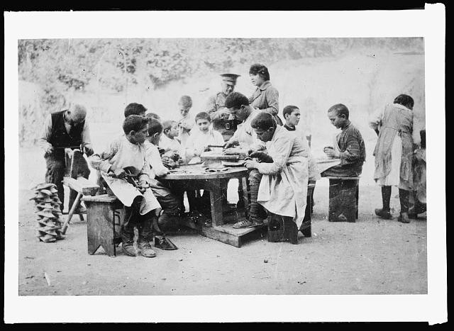 Photo:Belgrade Serbia 1920 American Red Cross Orphanage Shoe Making Class