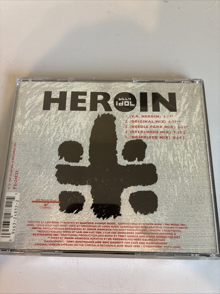 Billy Idol Heroin CD 1993 Alternative Rock