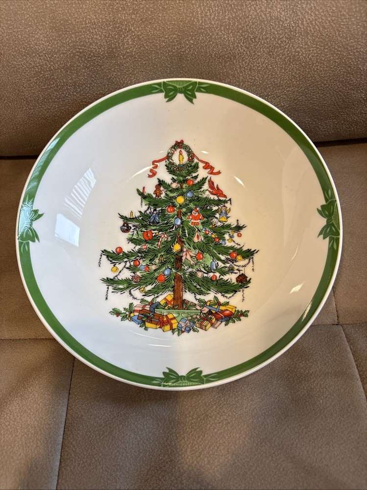 Vintage Georges Braird Yule Tide Christmas Tree Salad Serving Bowl Dish Japan