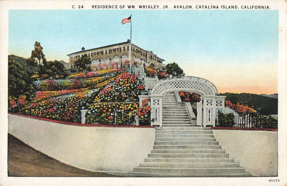 Catalina Island California, William Wrigley Jr Home, Avalon, Vintage Postcard