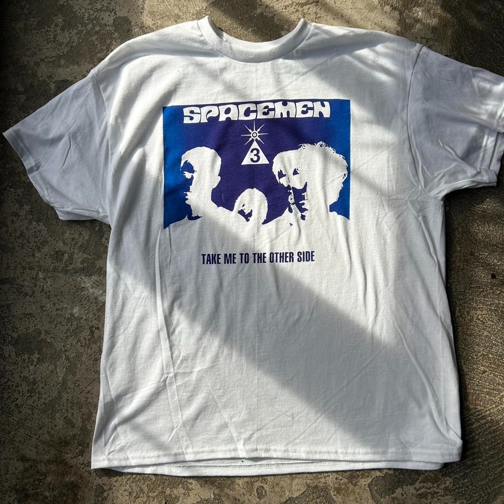 Vintage Spacemen 3 rock band short sleeve white classic shirt KV31260