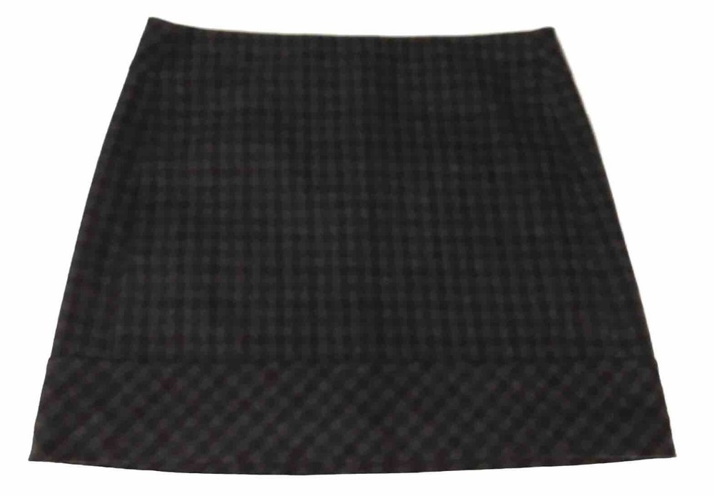 Kenar Wool Viscose Checked Skirt Size 6 Black Gray Mini Lined Preppy Academia