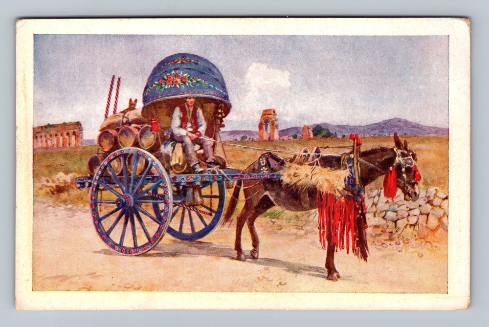 Italy- Roman Wine Cart Standard Souvenir Post Old Card View PC Vintage Postcard