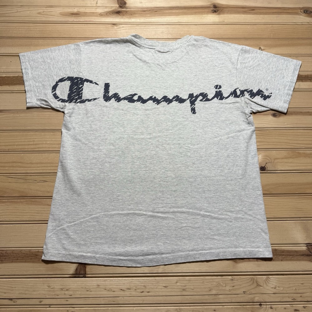 Vintage 90s Champion Script Logo Spell Out Graphic Shirt Size Large